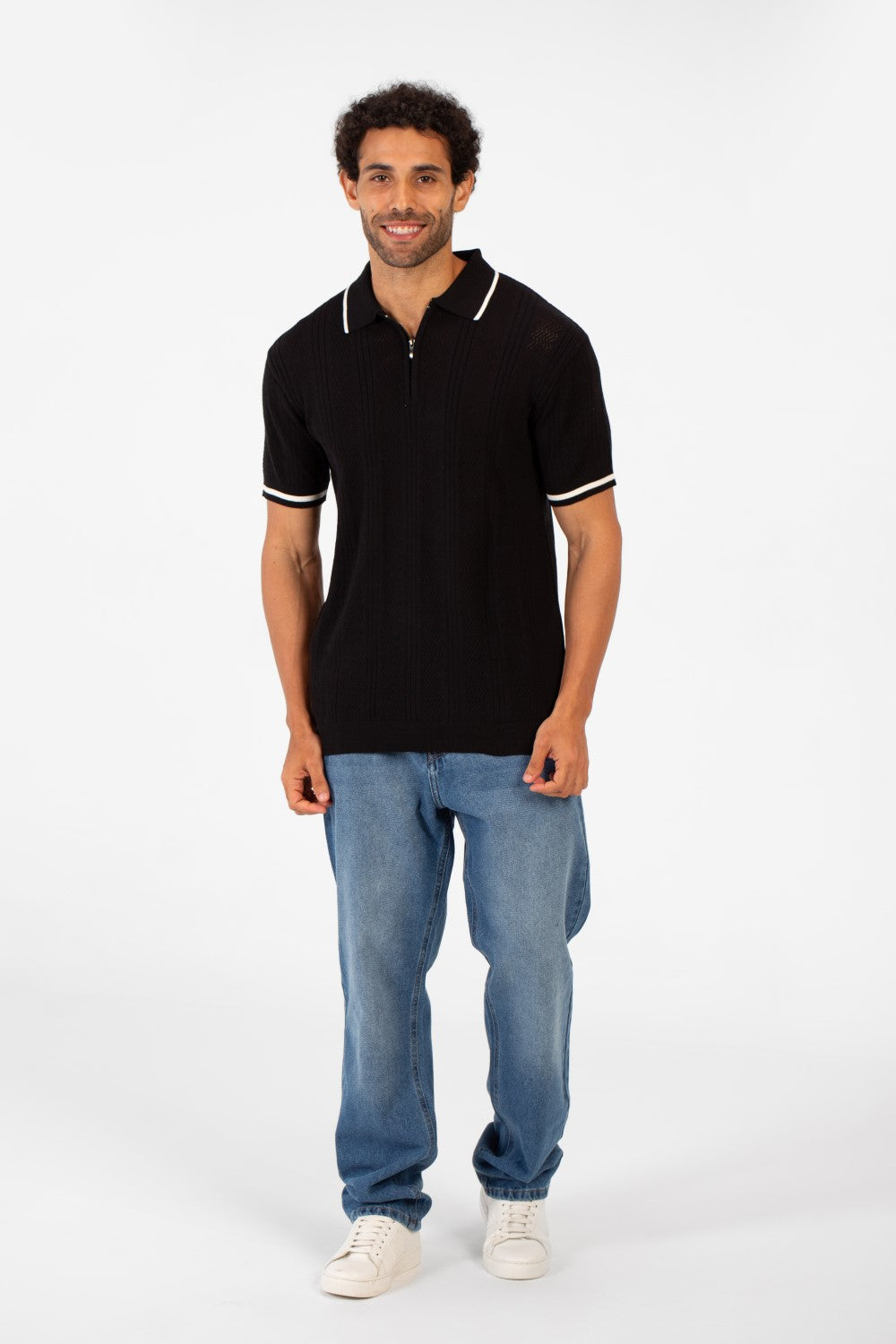 Men's Half Zip Polo Collar High Quality Breathable Fabric Half Sleeve T-shirt