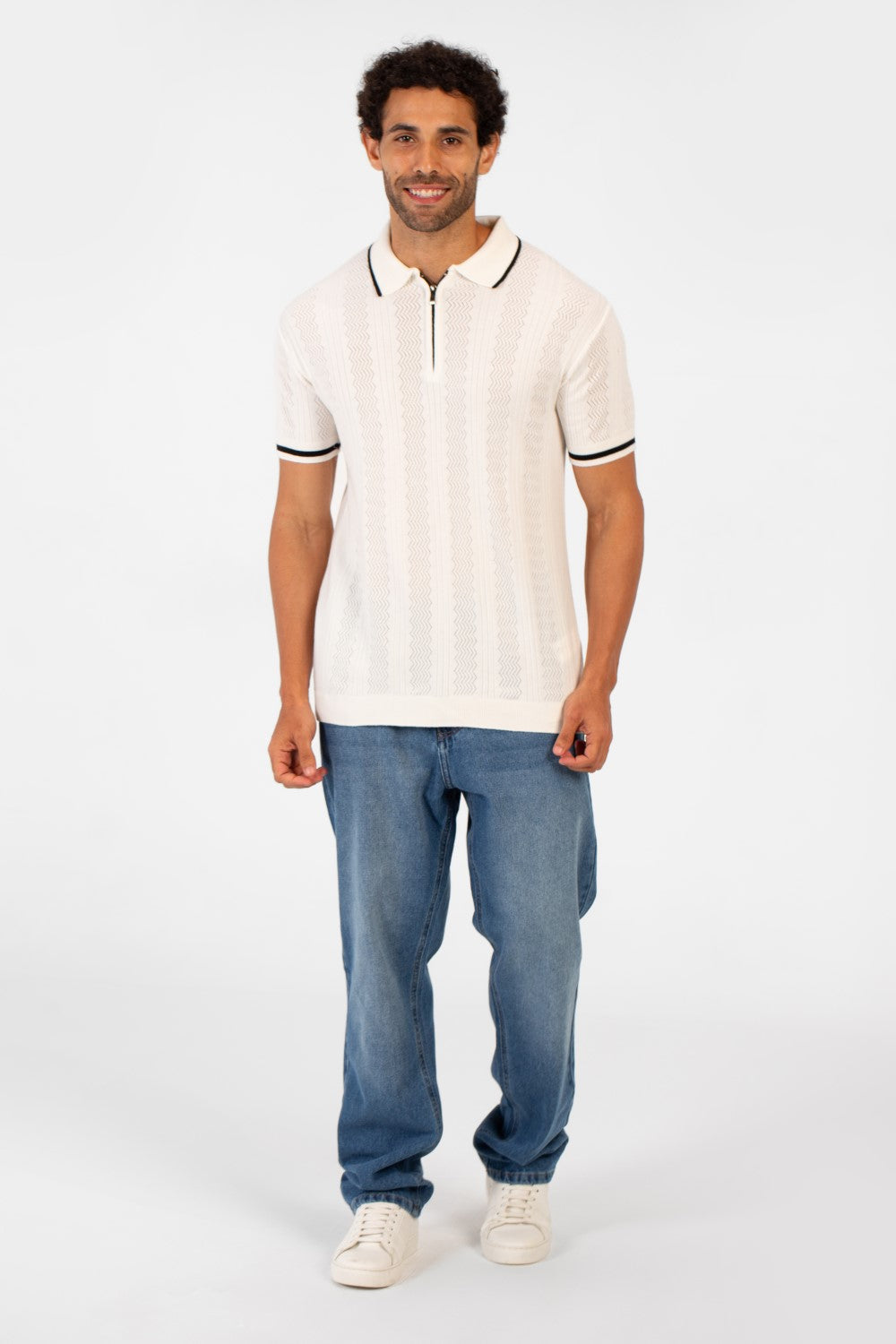 Men's Half Zip Polo Collar High Quality Breathable Fabric Half Sleeve T-shirt