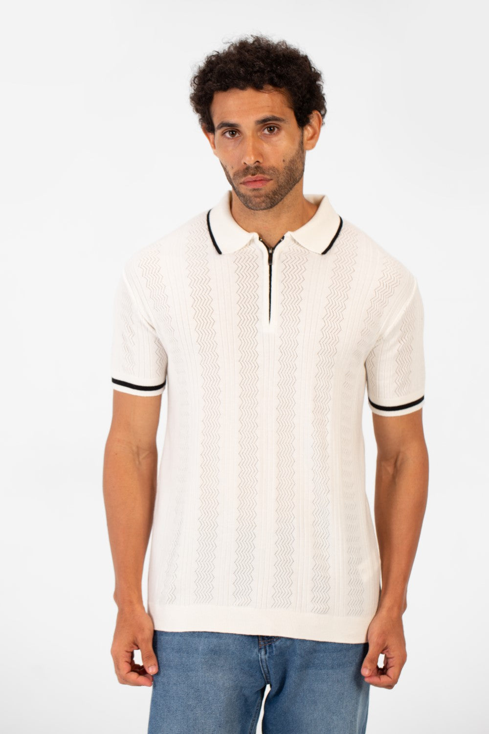 Men's Half Zip Polo Collar High Quality Breathable Fabric Half Sleeve T-shirt