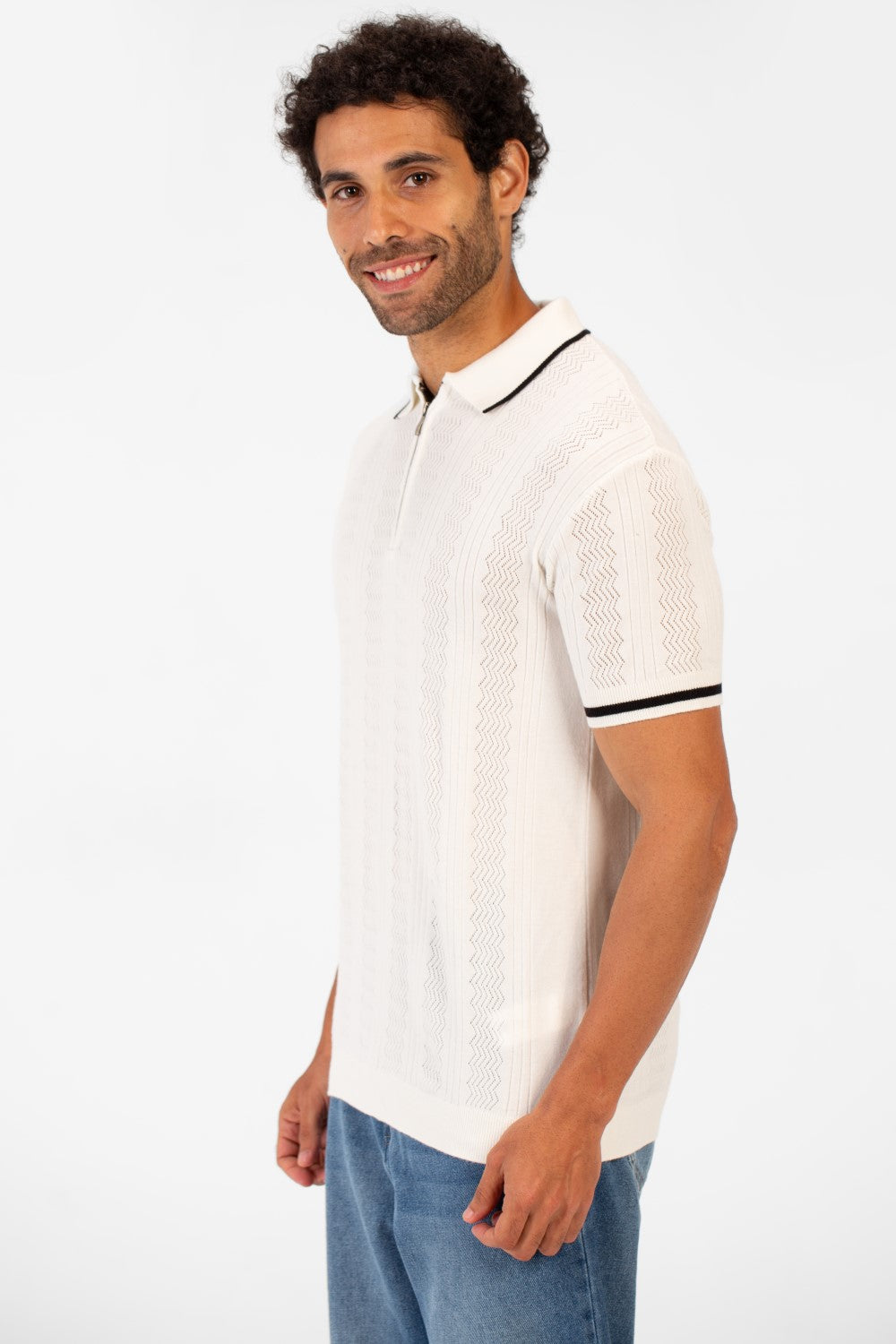 Men's Half Zip Polo Collar High Quality Breathable Fabric Half Sleeve T-shirt