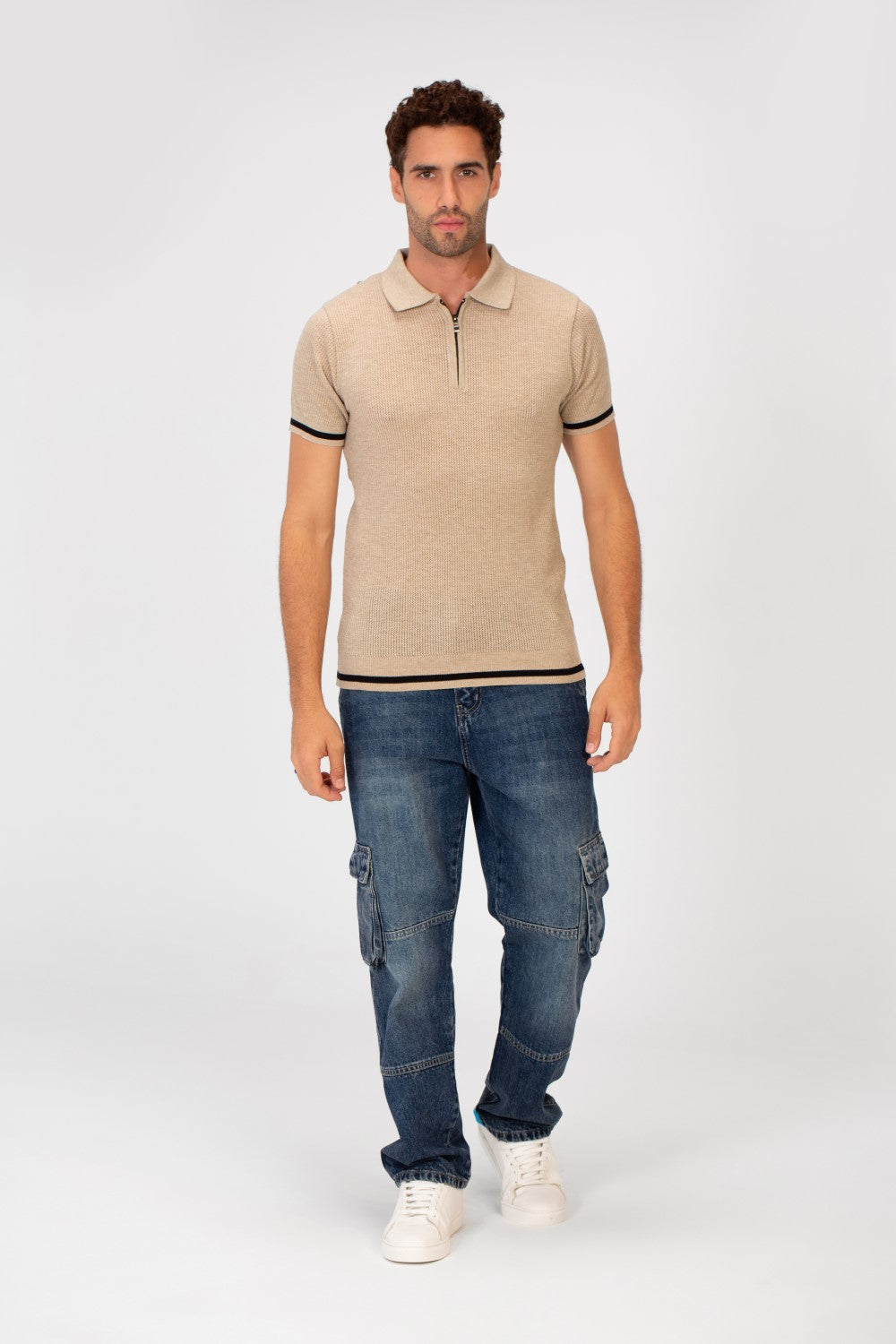 Men's Half-Zip Slim Fit Short Sleeved Polo T-shirt