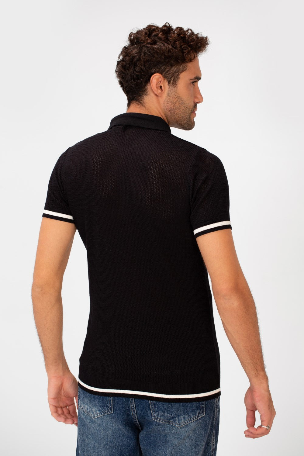 Men's Half-Zip Slim Fit Short Sleeved Polo T-shirt