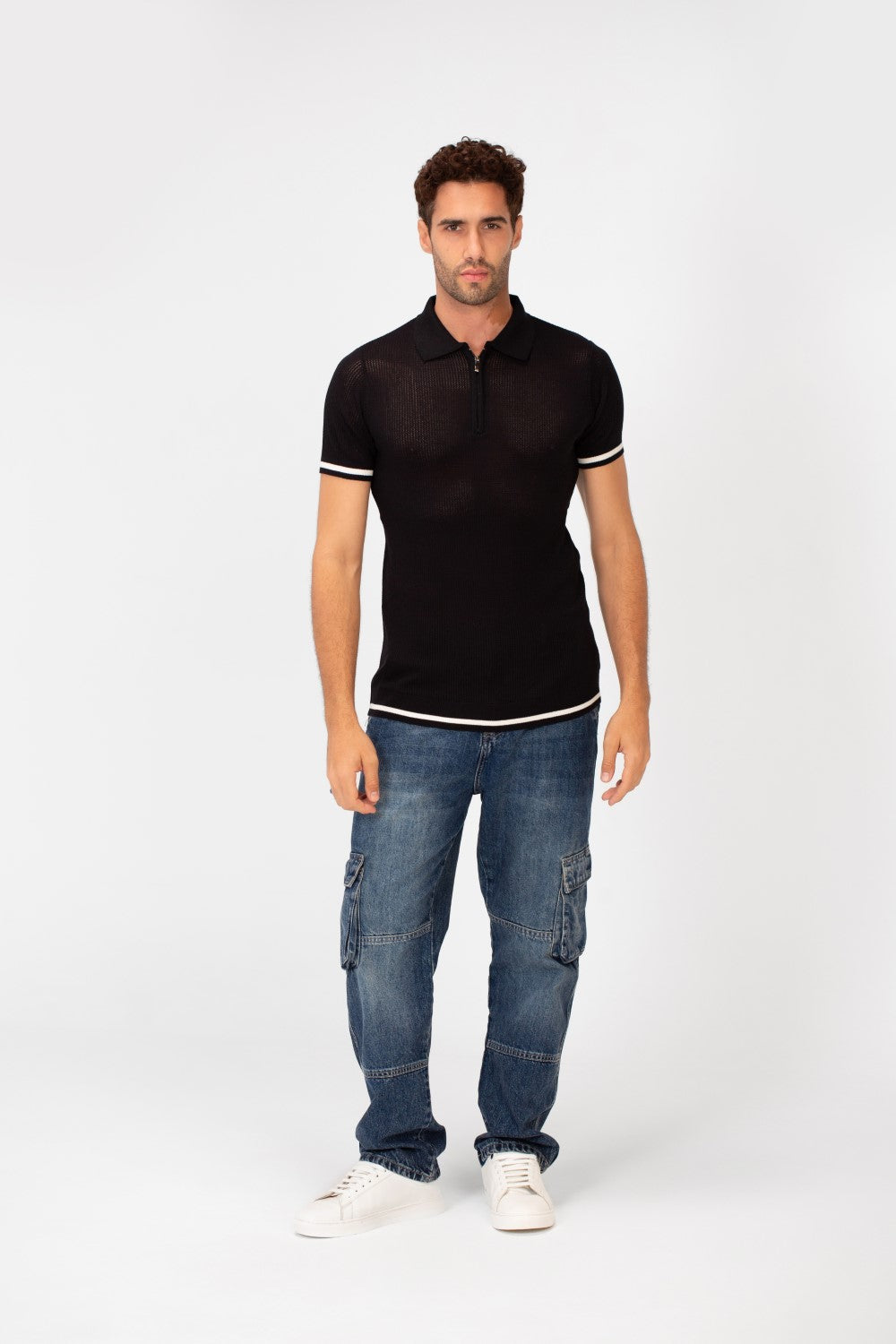 Men's Half-Zip Slim Fit Short Sleeved Polo T-shirt