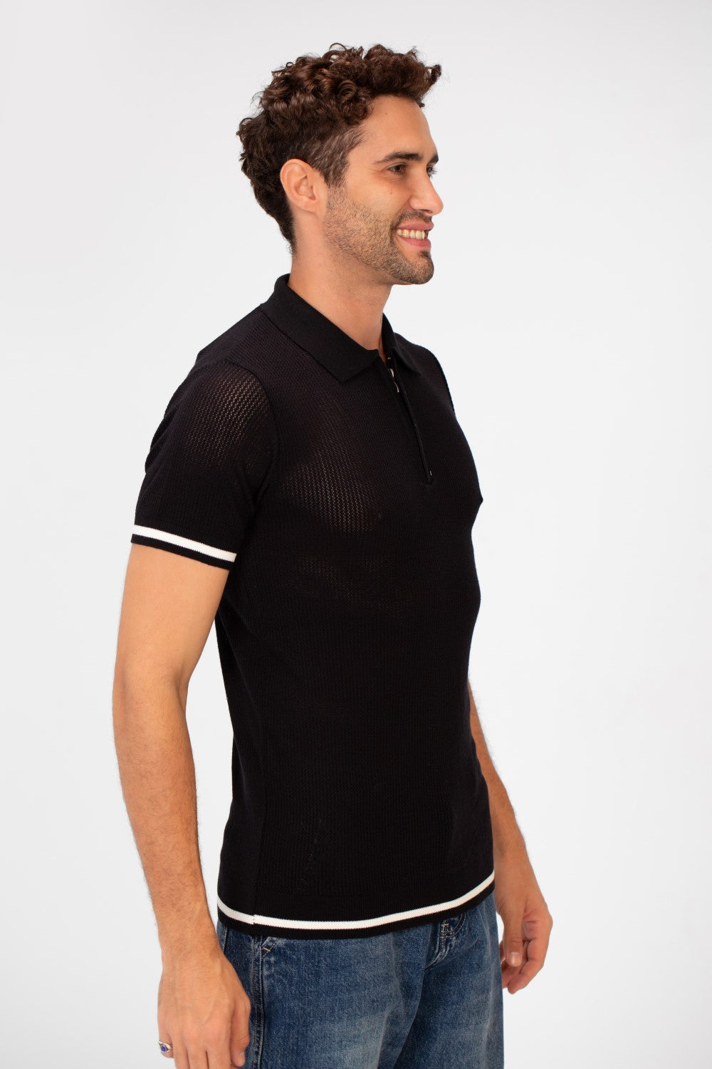 Men's Half-Zip Slim Fit Short Sleeved Polo T-shirt
