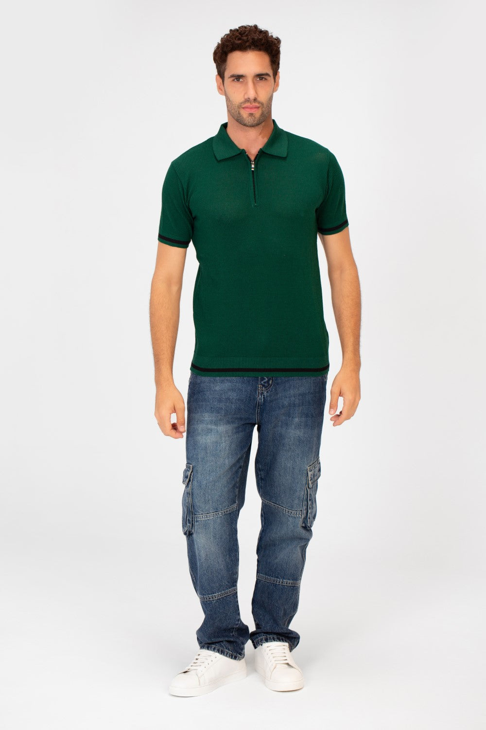 Men's Half-Zip Slim Fit Short Sleeved Polo T-shirt