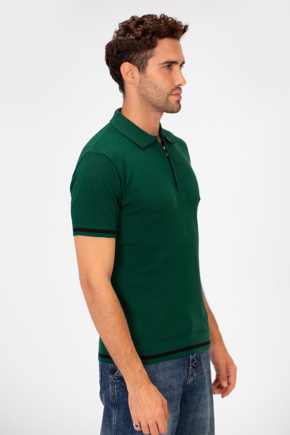 Men's Half-Zip Slim Fit Short Sleeved Polo T-shirt