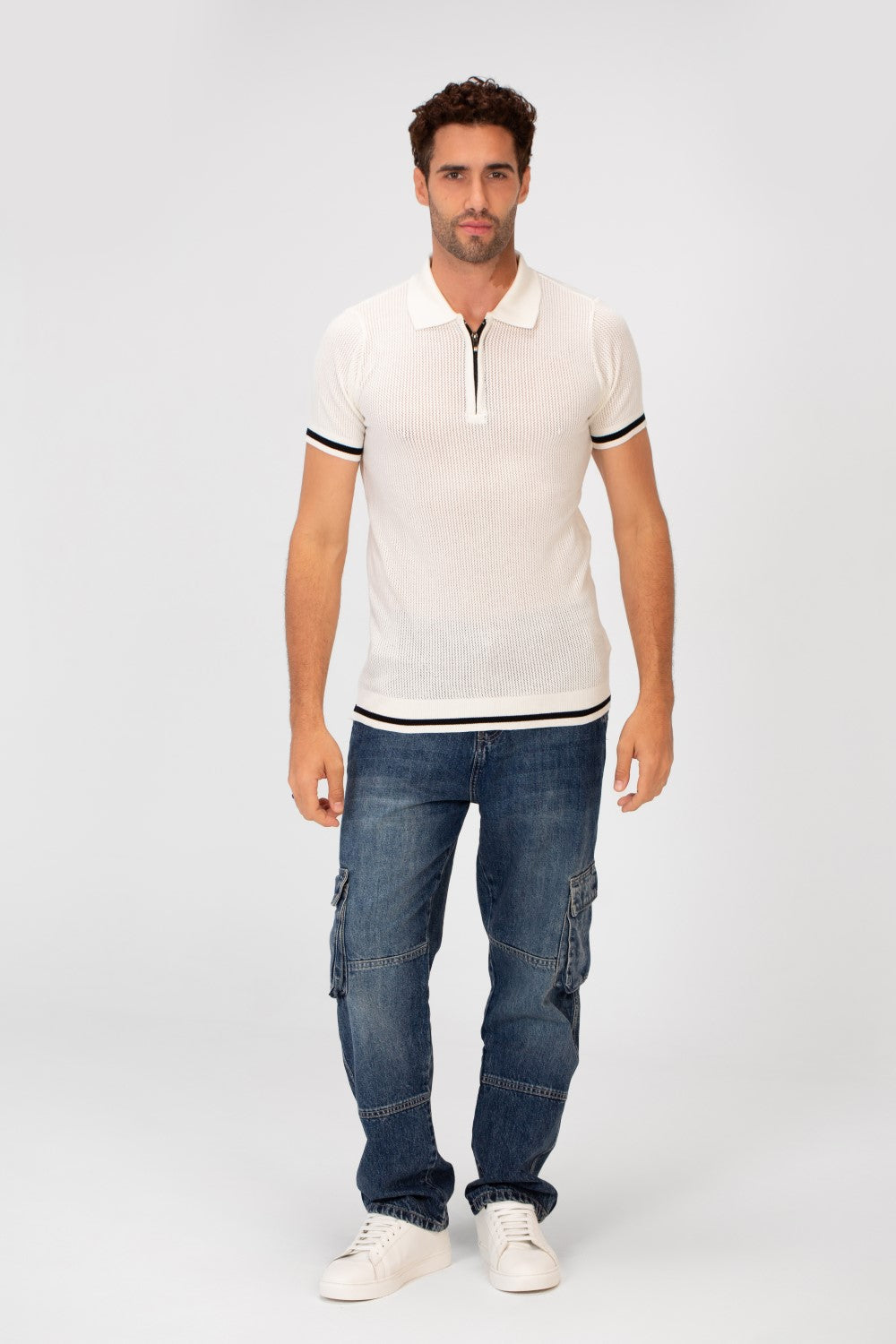 Men's Half-Zip Slim Fit Short Sleeved Polo T-shirt