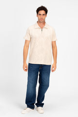 Men's Slim Fit Half Sleeve Wooded Polo T-Shirt