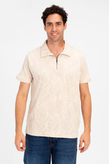 Men's Slim Fit Half Sleeve Wooded Polo T-Shirt