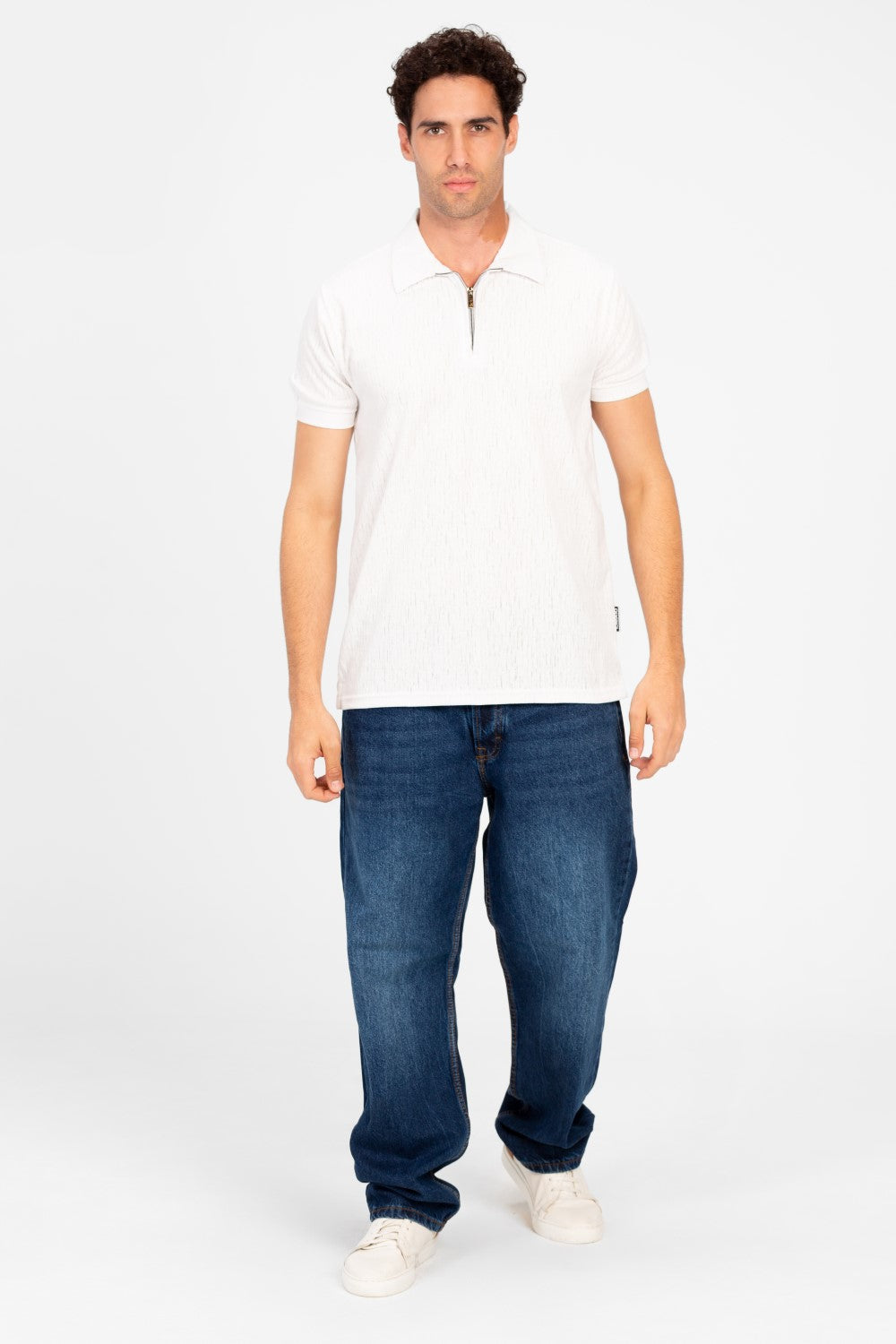 Men's Slim Fit Half Zip Polo T-Shirt