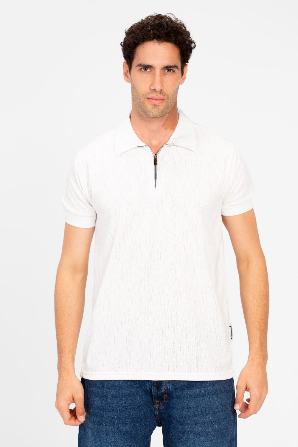 Men's Slim Fit Half Zip Polo T-Shirt