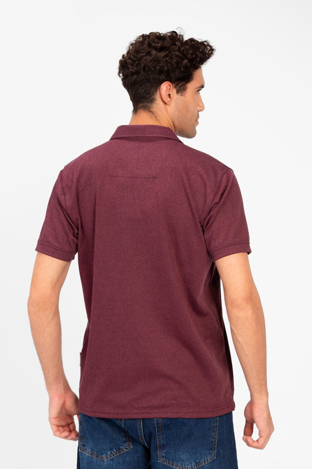 Men's Slim Fit Half Zip Polo T-Shirt