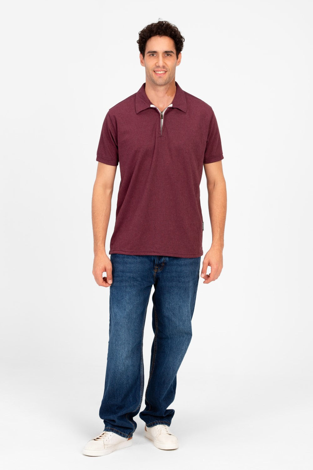 Men's Slim Fit Half Zip Polo T-Shirt