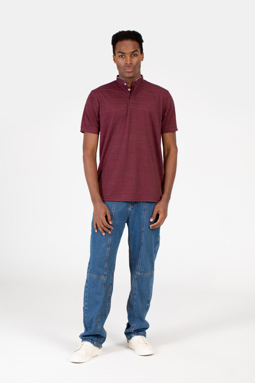 Men's Half Button Front Polo T-Shirt