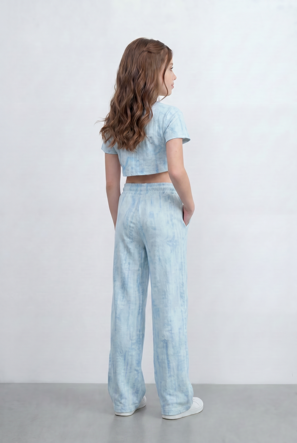 Girl's Tie Dye Co-Ord Set Cropped Adjustable Drawstring Waist Outfit