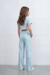 Girl's Tie Dye Co-Ord Set Cropped Adjustable Drawstring Waist Outfit