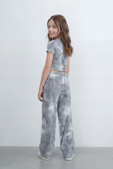 Girls Tie Dye Co-Ord Set Featuring Cropped Designed With Soft Cloud Wash Effect Outfit Regular Fit