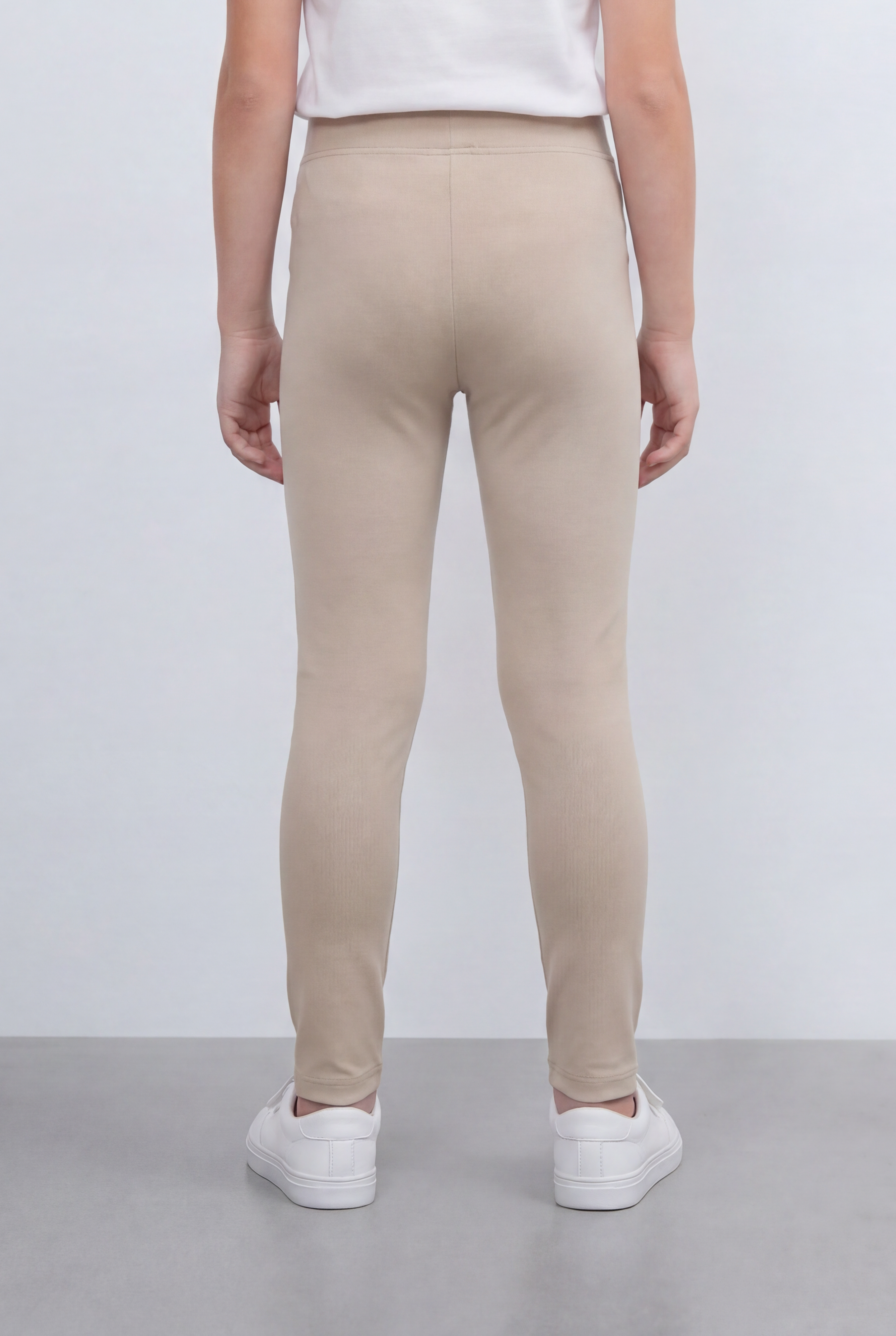 Girl's Tomato Store Second Skin Rib Leggings Smooth Solid Dye Surface Elastic Waistband Slim Stretch Fit