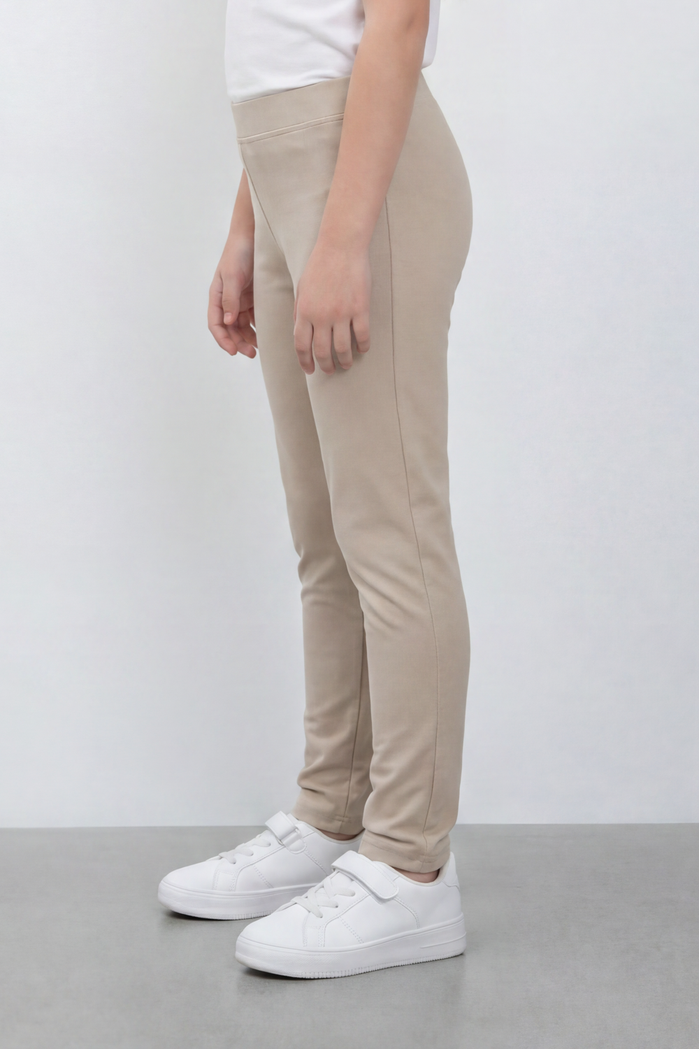 Girl's Tomato Store Second Skin Rib Leggings Smooth Solid Dye Surface Elastic Waistband Slim Stretch Fit