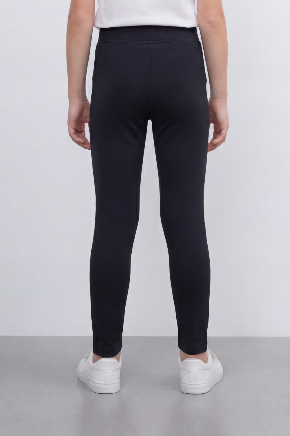 Girl's Tomato Store Second Skin Rib Leggings Smooth Solid Dye Surface Elastic Waistband Slim Stretch Fit