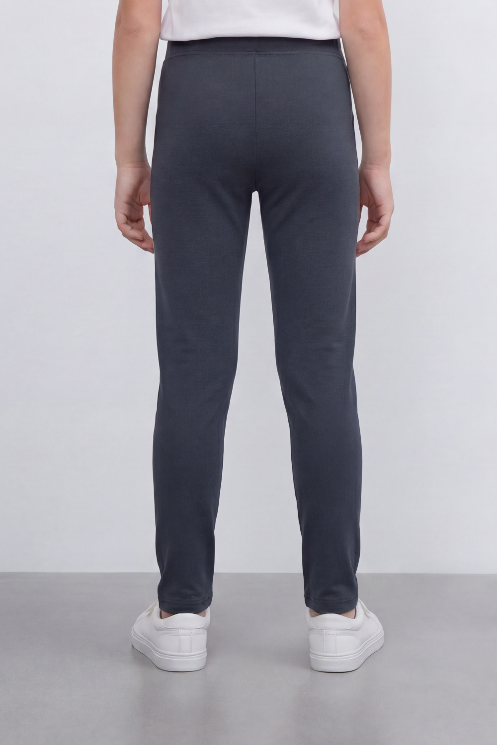 Girl's Tomato Store Second Skin Rib Leggings Smooth Solid Dye Surface Elastic Waistband Slim Stretch Fit