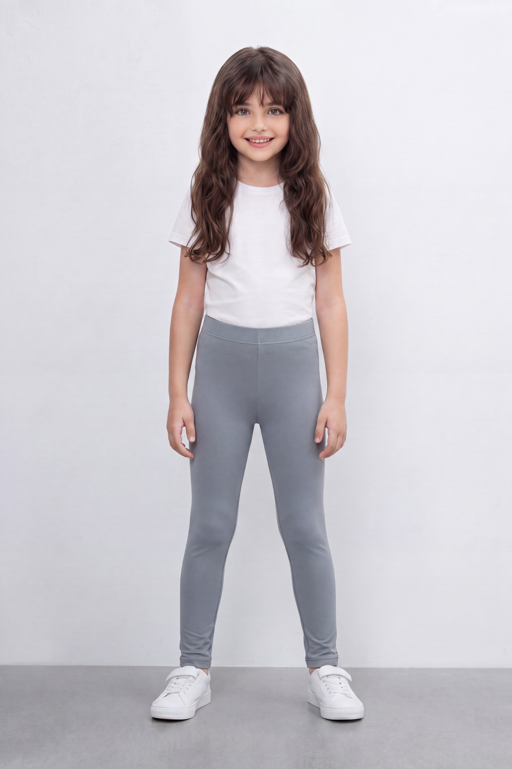 Girl's Tomato Store Second Skin Rib Leggings Smooth Solid Dye Surface Elastic Waistband Slim Stretch Fit