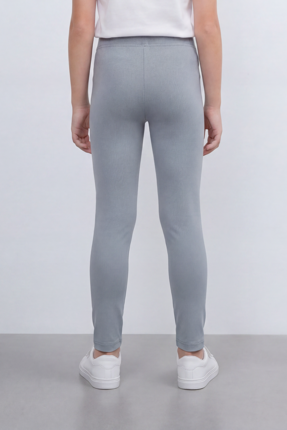 Girl's Tomato Store Second Skin Rib Leggings Smooth Solid Dye Surface Elastic Waistband Slim Stretch Fit