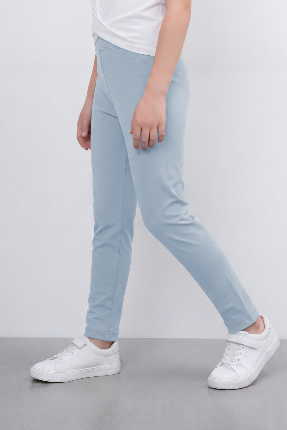 Girl's Tomato Store Second Skin Rib Leggings Smooth Solid Dye Surface Elastic Waistband Slim Stretch Fit