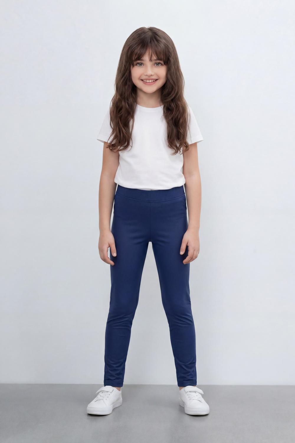 Girl's Tomato Store Second Skin Rib Leggings Smooth Solid Dye Surface Elastic Waistband Slim Stretch Fit