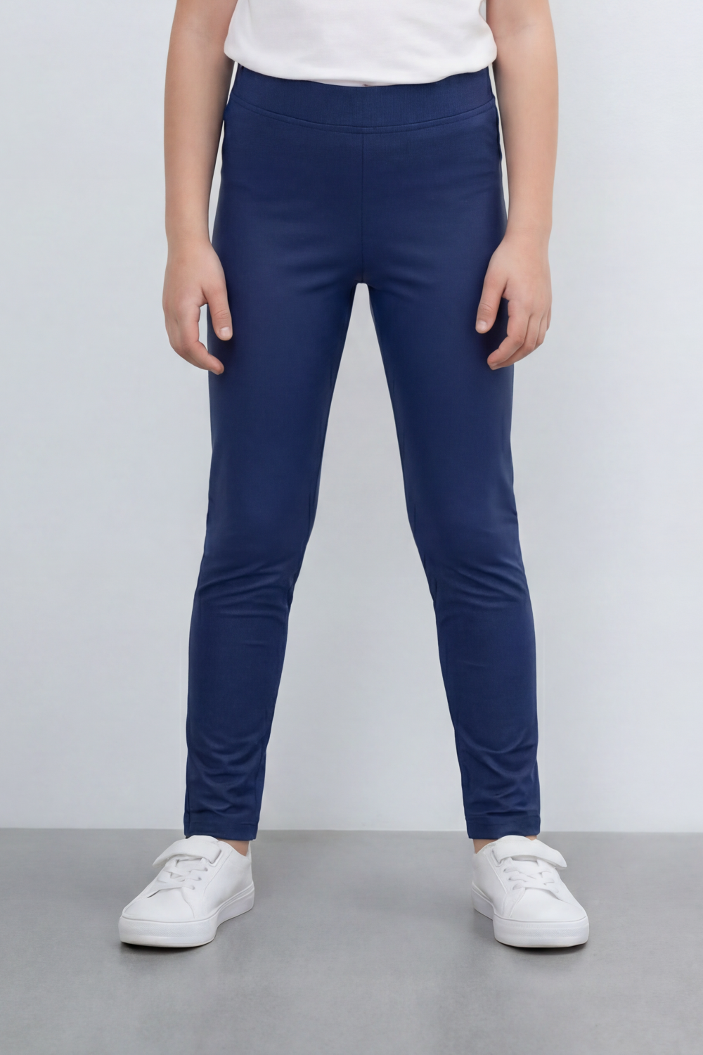 Girl's Tomato Store Second Skin Rib Leggings Smooth Solid Dye Surface Elastic Waistband Slim Stretch Fit