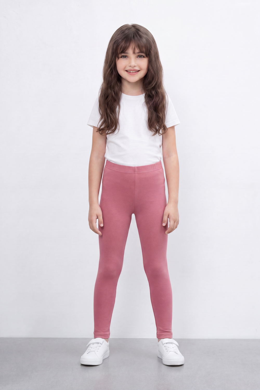 Girl's Tomato Store Second Skin Rib Leggings Smooth Solid Dye Surface Elastic Waistband Slim Stretch Fit