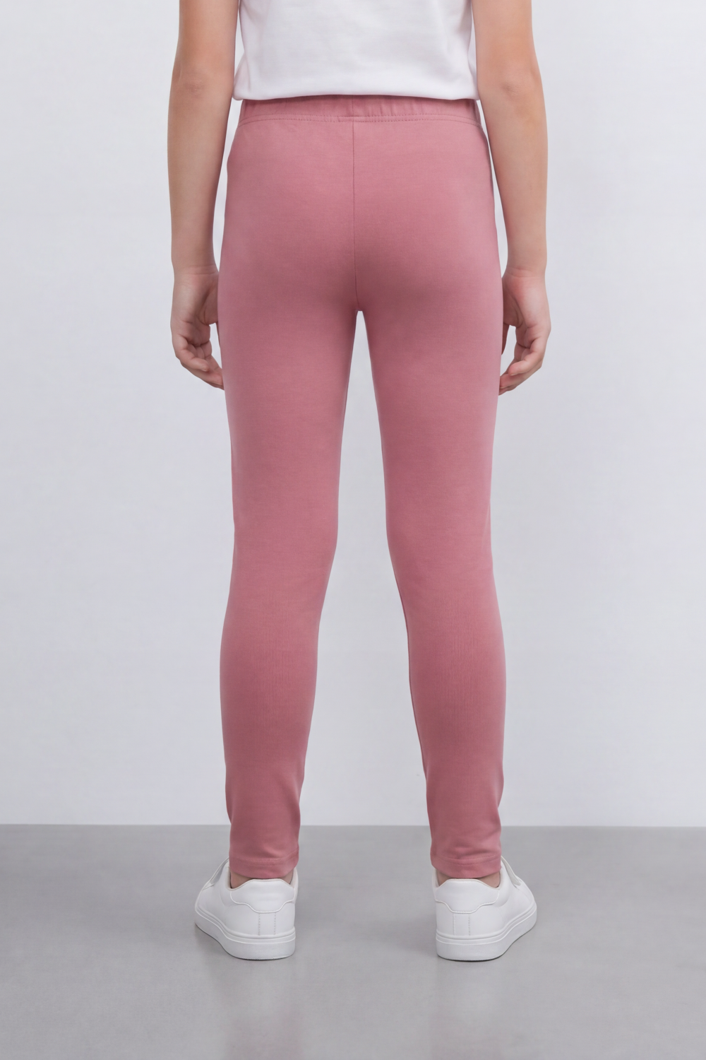 Girl's Tomato Store Second Skin Rib Leggings Smooth Solid Dye Surface Elastic Waistband Slim Stretch Fit