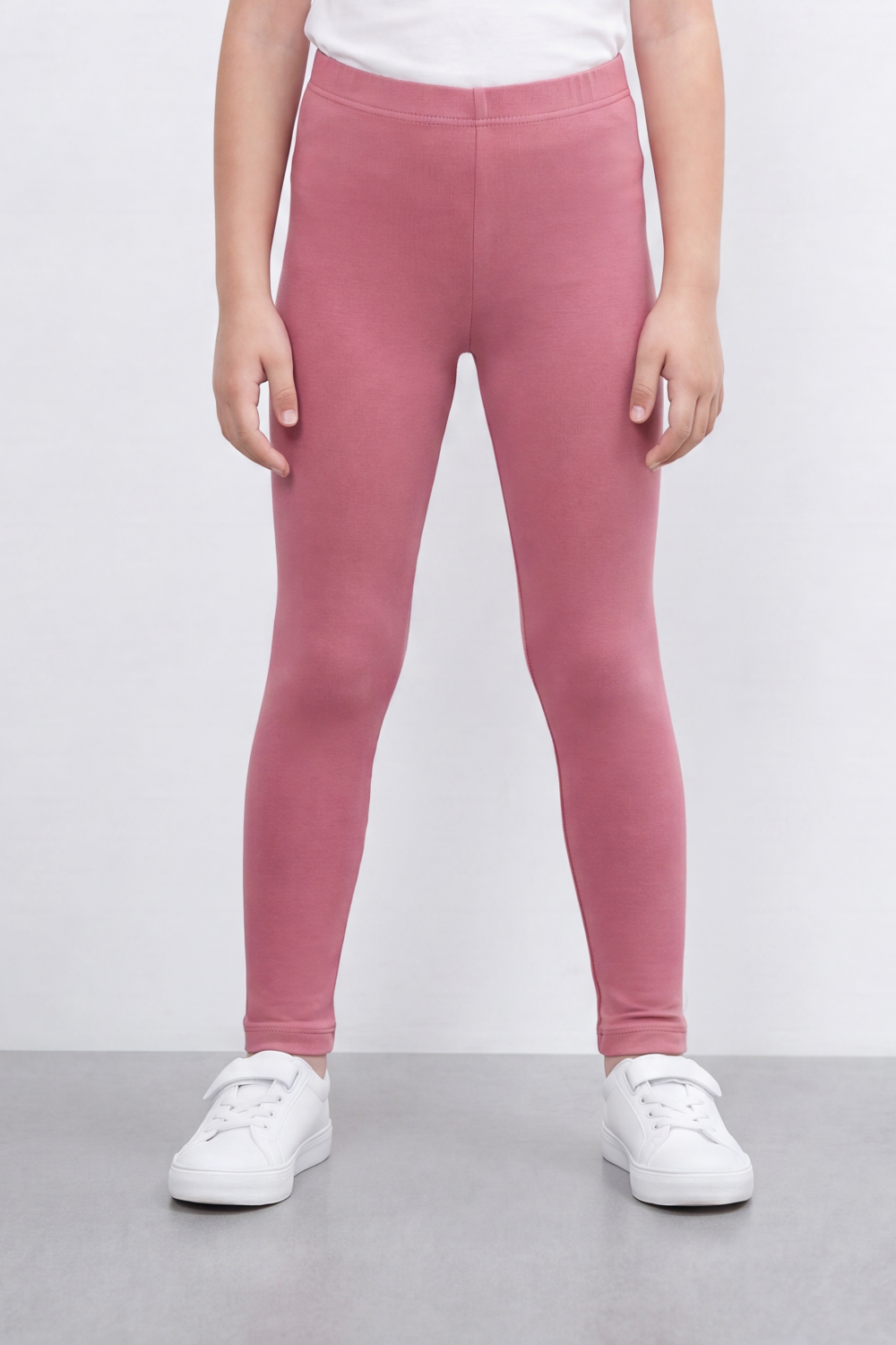 Girl's Tomato Store Second Skin Rib Leggings Smooth Solid Dye Surface Elastic Waistband Slim Stretch Fit