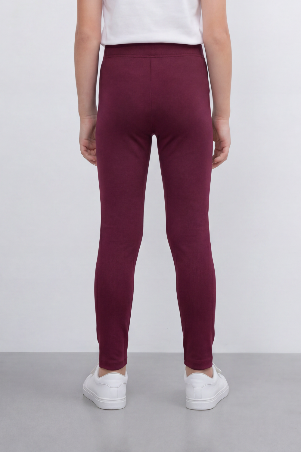 Girl's Tomato Store Second Skin Rib Leggings Smooth Solid Dye Surface Elastic Waistband Slim Stretch Fit