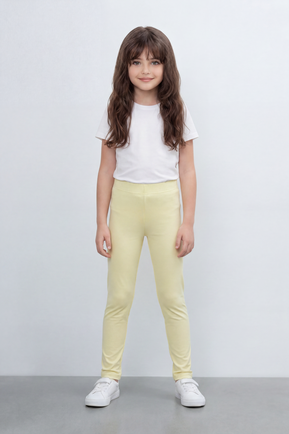 Girl's Tomato Store Second Skin Rib Leggings Smooth Solid Dye Surface Elastic Waistband Slim Stretch Fit