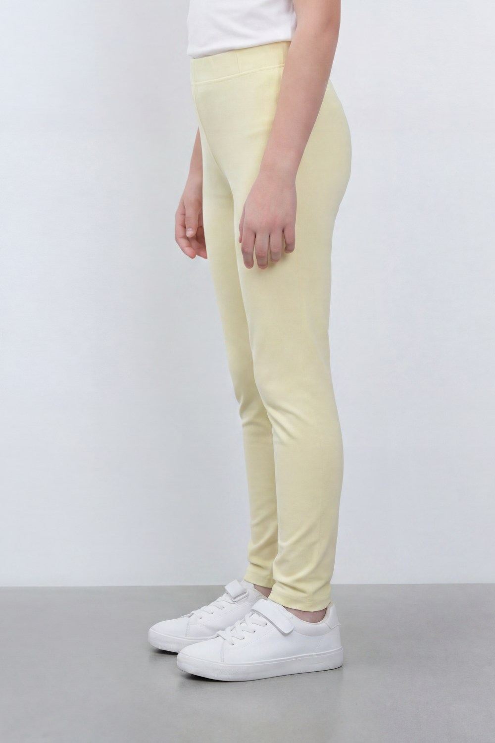 Girl's Tomato Store Second Skin Rib Leggings Smooth Solid Dye Surface Elastic Waistband Slim Stretch Fit
