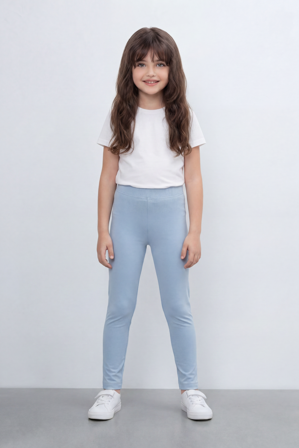 Girl's Tomato Store Second Skin Rib Leggings Smooth Solid Dye Surface Elastic Waistband Slim Stretch Fit