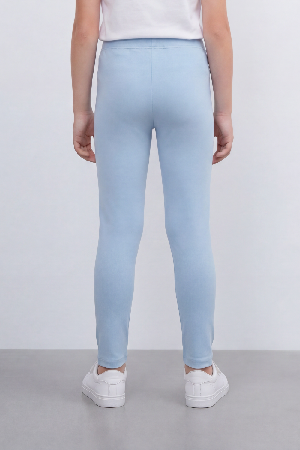 Girl's Tomato Store Second Skin Rib Leggings Smooth Solid Dye Surface Elastic Waistband Slim Stretch Fit