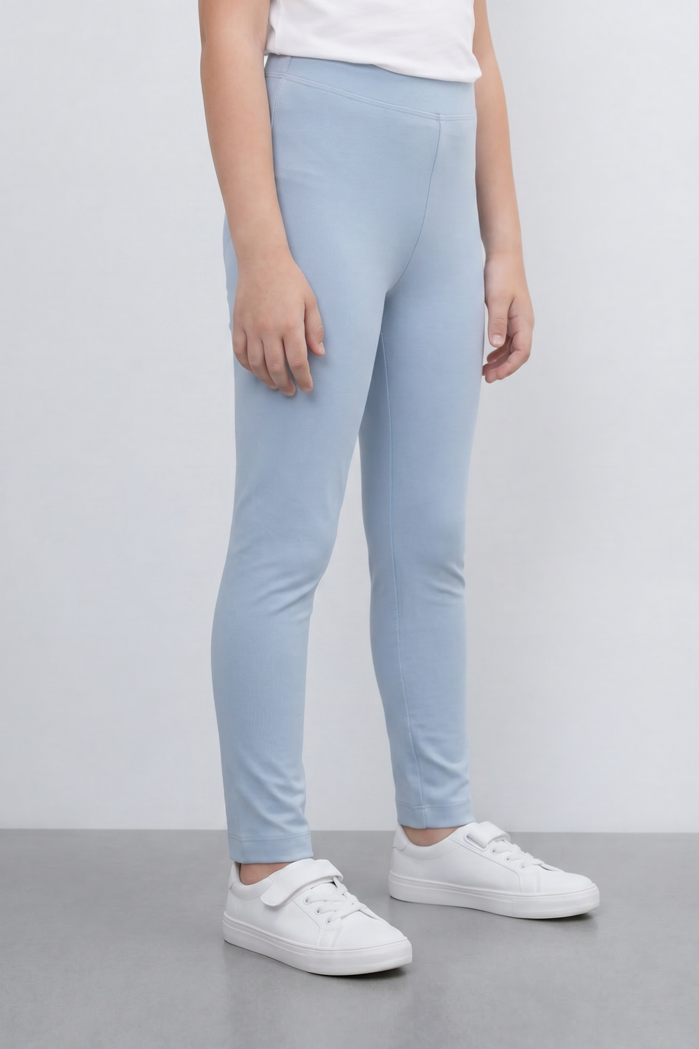 Girl's Tomato Store Second Skin Rib Leggings Smooth Solid Dye Surface Elastic Waistband Slim Stretch Fit