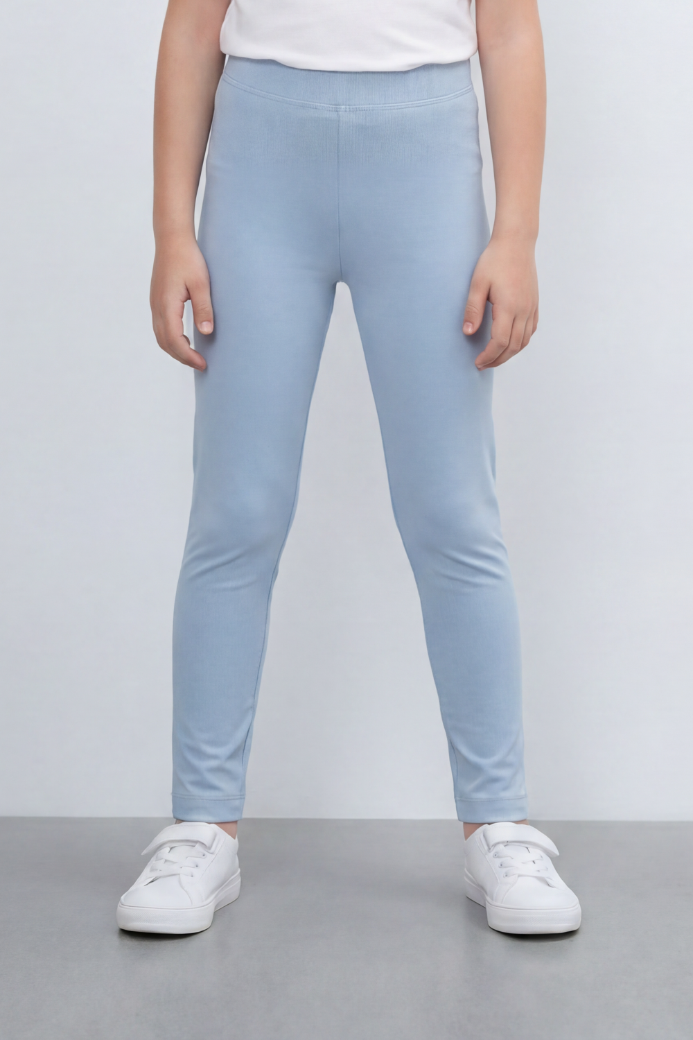 Girl's Tomato Store Second Skin Rib Leggings Smooth Solid Dye Surface Elastic Waistband Slim Stretch Fit