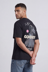 Men’s Tomato Store Goodbye Shadow T-Shirt Last Seen Script Back Abstract Shadow Figure Artwork Signature Detail