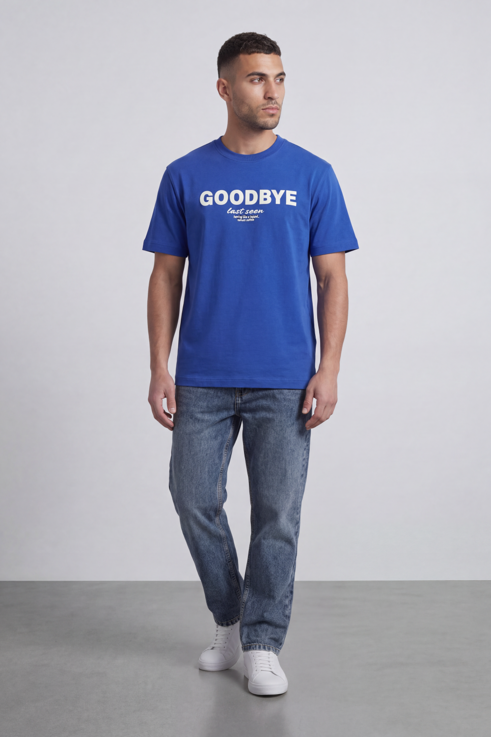 Men’s Tomato Store Goodbye Shadow T-Shirt Last Seen Script Back Abstract Shadow Figure Artwork Signature Detail