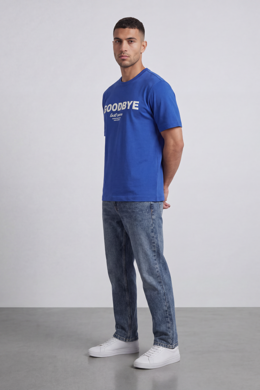Men’s Tomato Store Goodbye Shadow T-Shirt Last Seen Script Back Abstract Shadow Figure Artwork Signature Detail