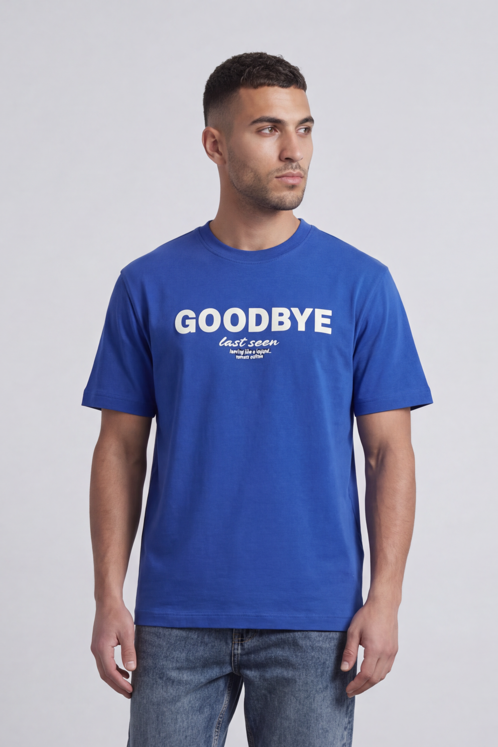 Men’s Tomato Store Goodbye Shadow T-Shirt Last Seen Script Back Abstract Shadow Figure Artwork Signature Detail