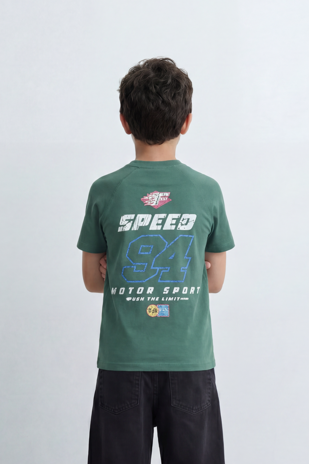 Boy's Tomato Store Speed Club Graphic T-Shirt Motorsport Back Slim Fit Racing Number Artwork Patch