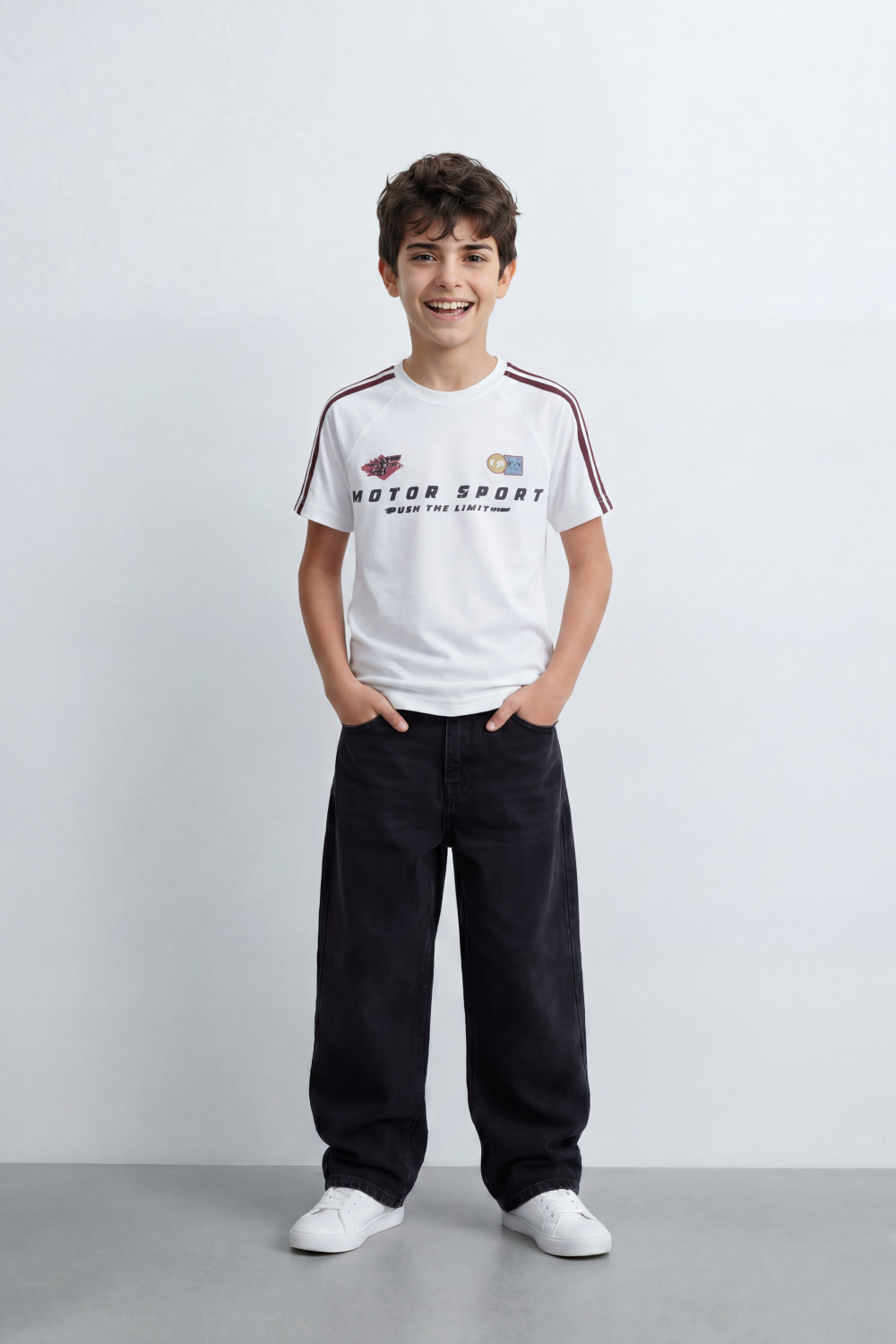 Boy's Tomato Store Speed Club Graphic T-Shirt Motorsport Back Slim Fit Racing Number Artwork Patch