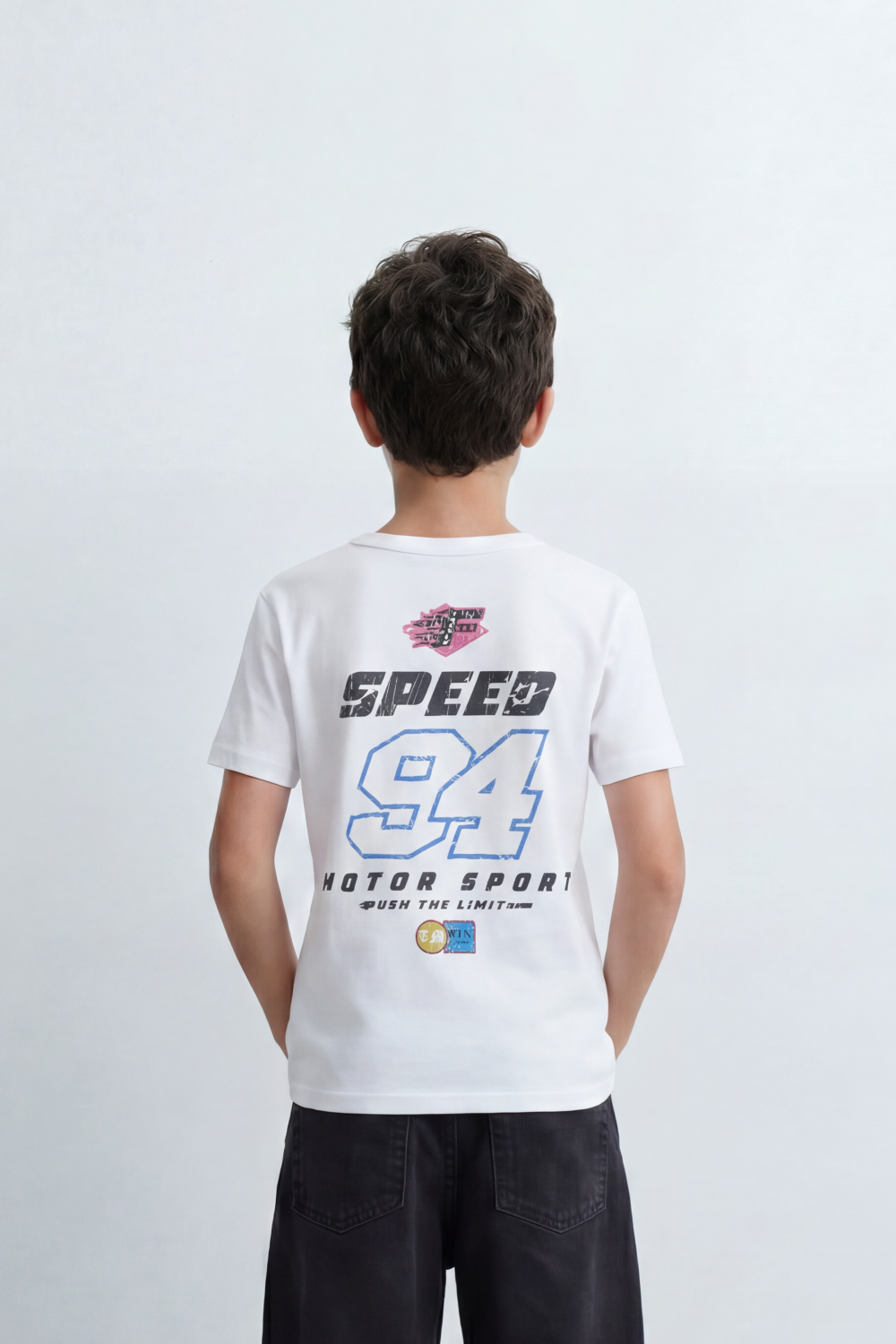 Boy's Tomato Store Speed Club Graphic T-Shirt Motorsport Back Slim Fit Racing Number Artwork Patch