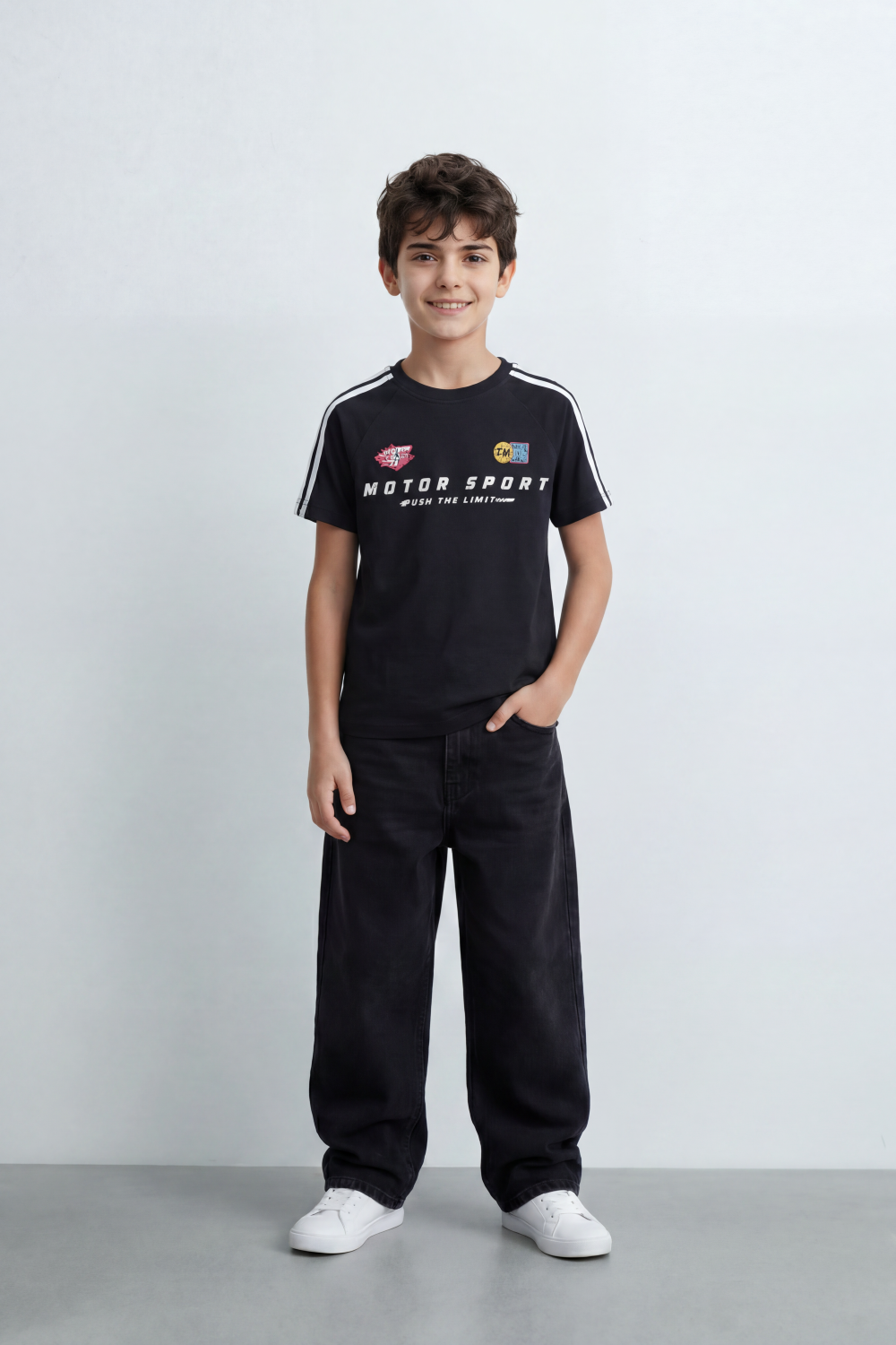 Boy's Tomato Store Speed Club Graphic T-Shirt Motorsport Back Slim Fit Racing Number Artwork Patch