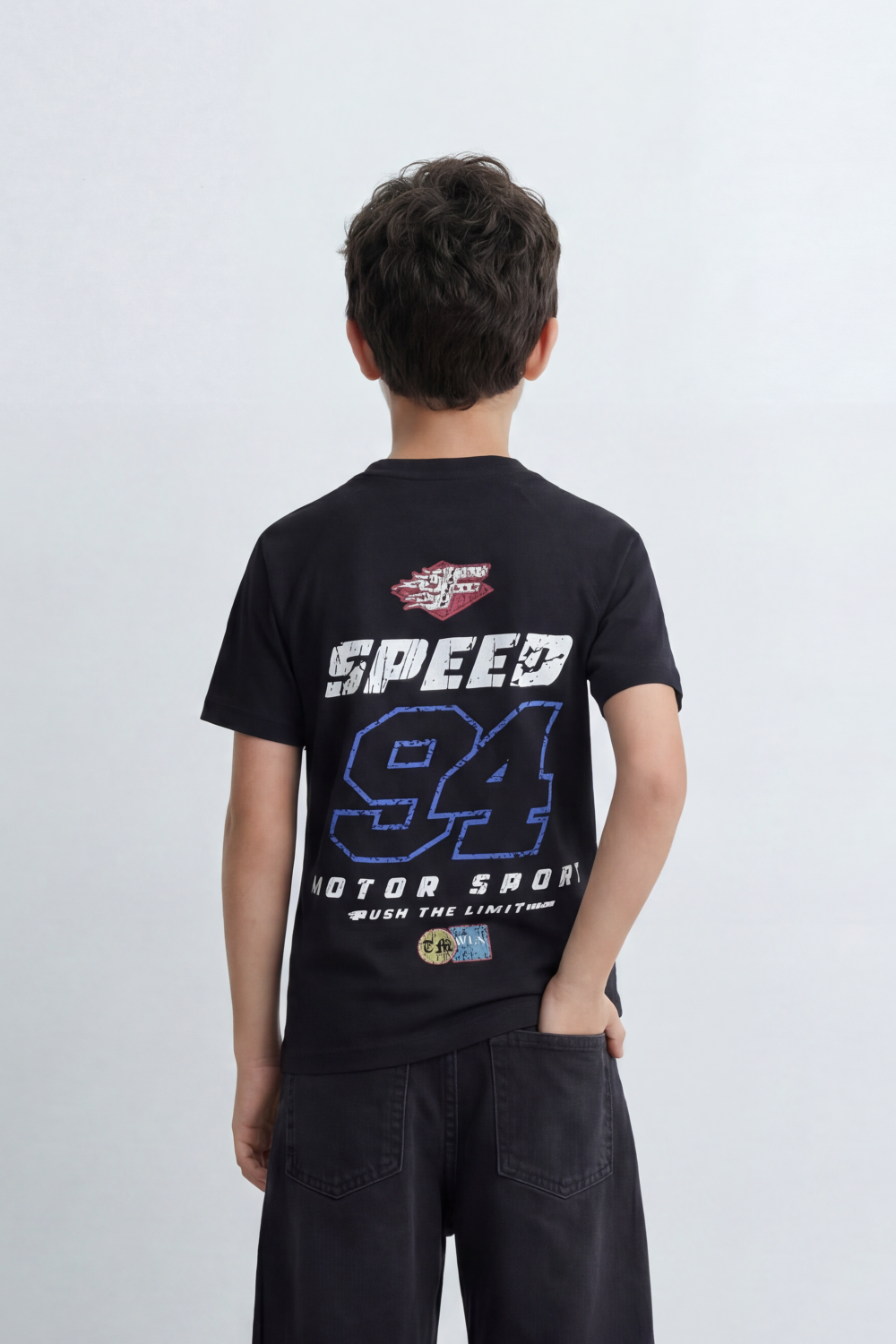 Boy's Tomato Store Speed Club Graphic T-Shirt Motorsport Back Slim Fit Racing Number Artwork Patch