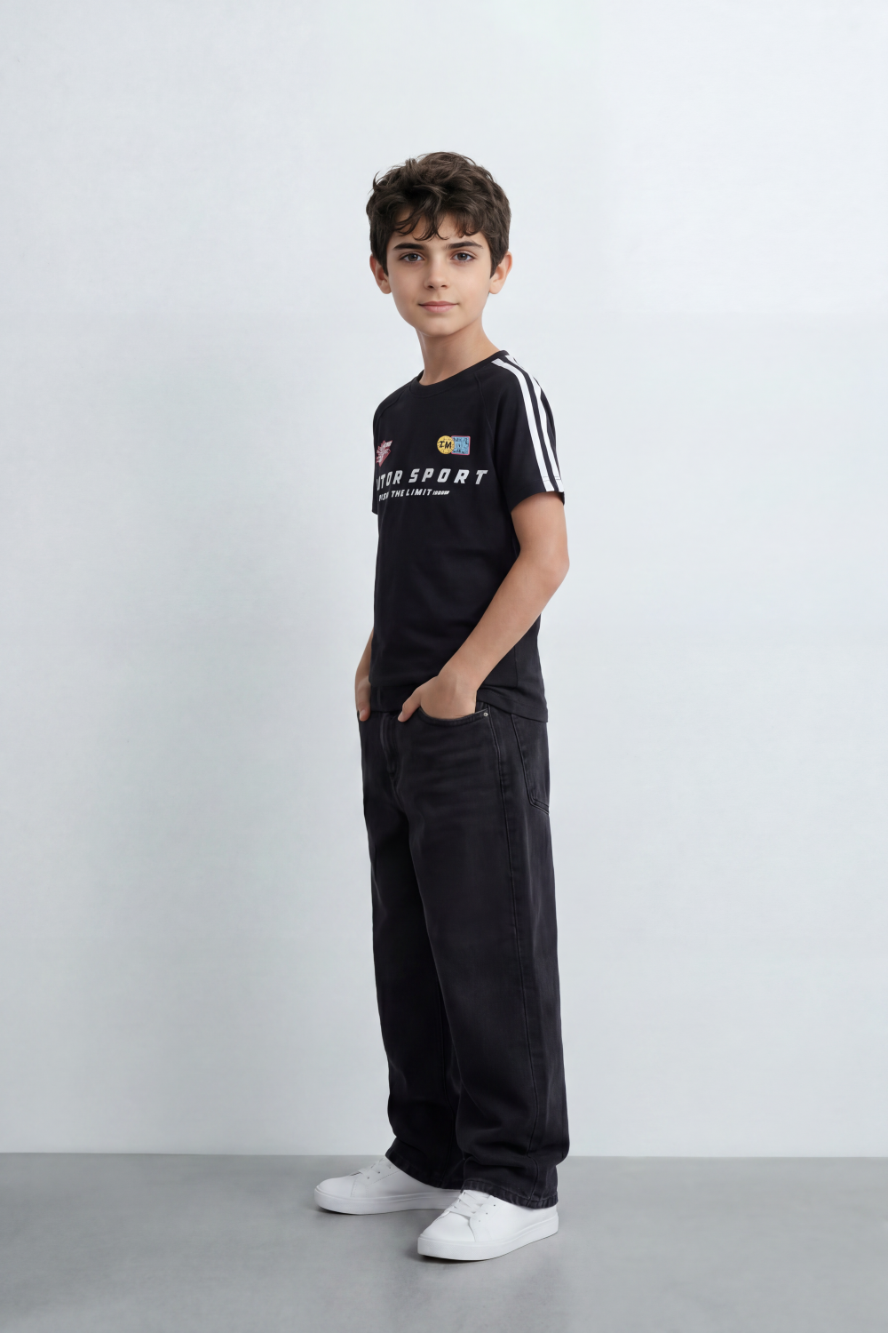 Boy's Tomato Store Speed Club Graphic T-Shirt Motorsport Back Slim Fit Racing Number Artwork Patch